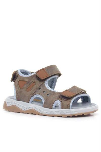 Rakerplus Коричневі дитячі сандалі з натуральної шкіри - на липучках