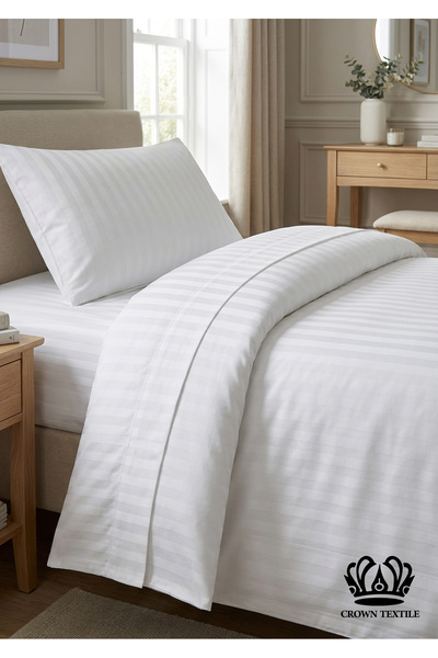 Crown Textile طقم لحاف فندقي 4 قطع مفرد من القطن بحشوة مايكروفايبر, مقاس الشر...