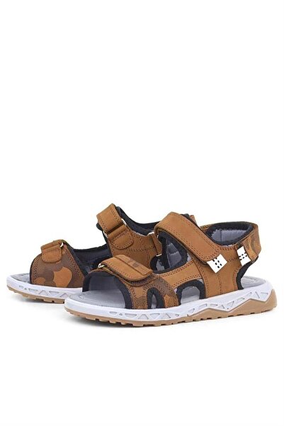 Rakerplus Παιδικά σανδάλια παπούτσια από γνήσιο δέρμα Tan Velcro