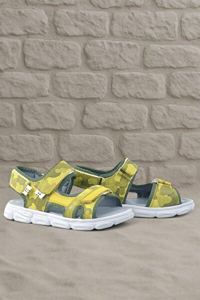 Rakerplus Wisps Genuine Leather Green Camouflage Kids Sandals