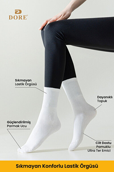 Dore Original Unisex 3 Pairs Premium Cotton Winter Tennis College Long Tube Adult Sports & Casual Socks