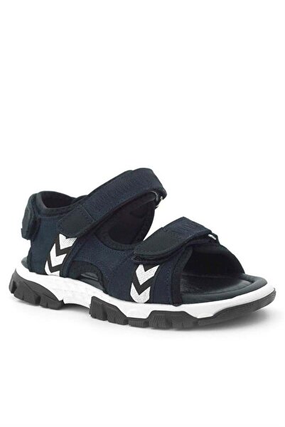 Rakerplus Genuine Leather Navy Blue Black Velcro Boys Sandals