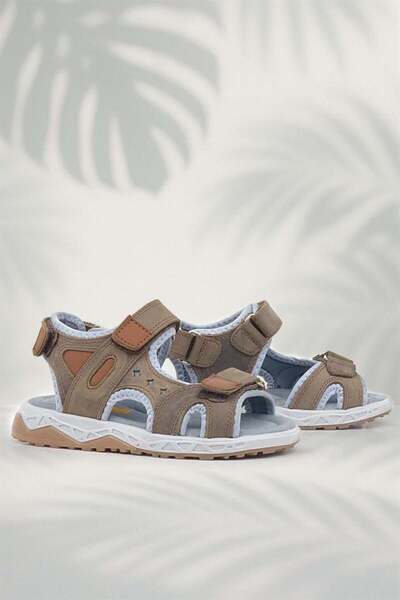 Rakerplus Коричневі дитячі сандалі з натуральної шкіри - на липучках
