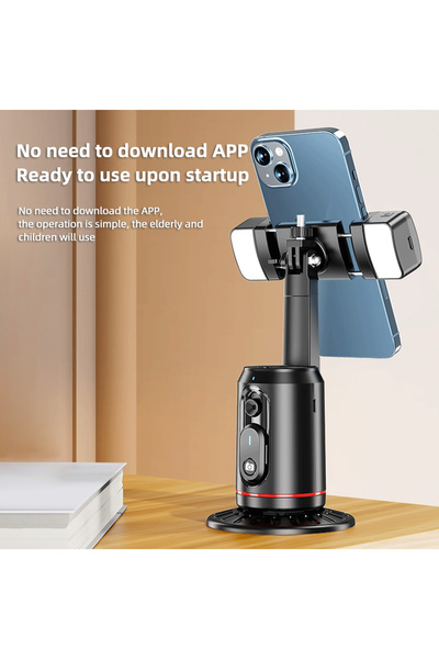 Kiboule Face Tracking Tripod - No App, 360° Rotation Mobile Mount with Fill Light & Remote