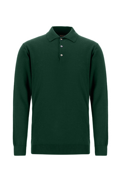 Abdullah Kiğılı Polo Neck Buttoned Embroidered Regular Fit Wool Knitwear Sweater