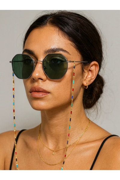 Fynbos Altın Kaplama Minik Top Model Renkli Boncuk Detaylı Güneş Gözlüğü Zinc...
