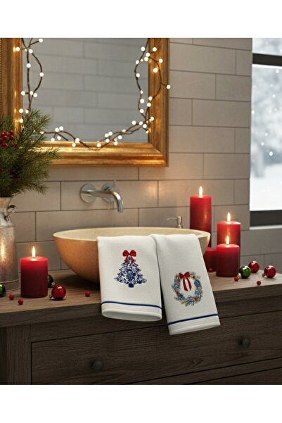 Nur Homing طقم مناشف رأس السنة الجديدة مكون من قطعتين