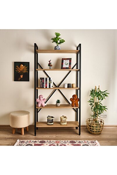 Just Home Athena 5 Raflı Geniş Metal Kitaplık - Sepet