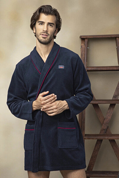 KLY Μπλε Navy Peignoir - Ανδρικό Fleece Single Rob