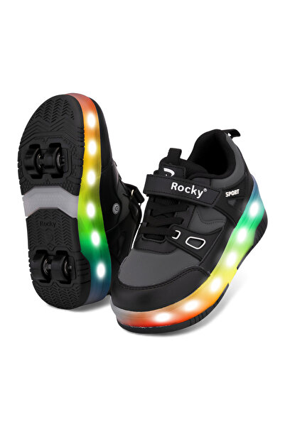 ROCKY SPORT PATENLİ CIRTLI IŞIKLI SPOR AYAKKABISI 4 TEKERLEKLİ PATEN –IŞIKLARI ON/OFF Tuşlu