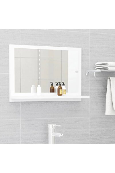 vidaxl مرآة حمام بيضاء 60x10.5x37 سم من الخشب الهندسي