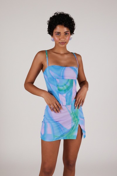 HOLLY LOLLY Bluză Sierra din tul cu sârmă Albastră