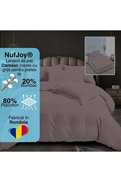NufJoy DAMASK Policotton 6-piece Double Bed Bedding Set (160/180x200), Dusty Lilac