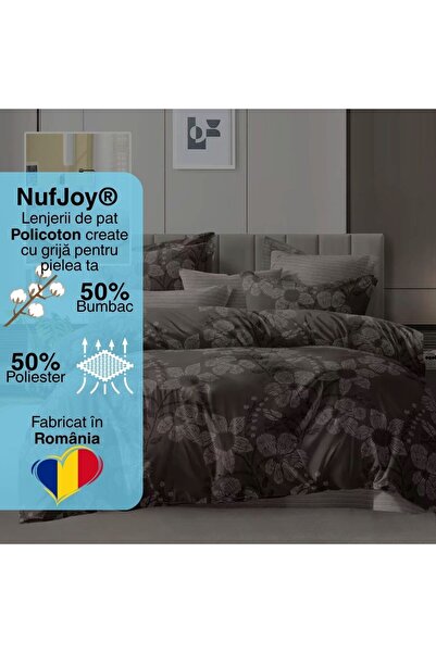 NufJoy Policotton 4-piece Double Bed Bedding Set (230x250, 200x230, 2x50x70) Dark Chocolate