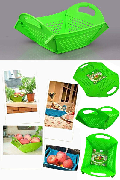 Bundera Katlanabilir Süzgeçli Meyve Sepeti Tabağı Pratik 2 Fonksiyonlu Meyve Sebze Süzgeci Sepet Ekmeklik