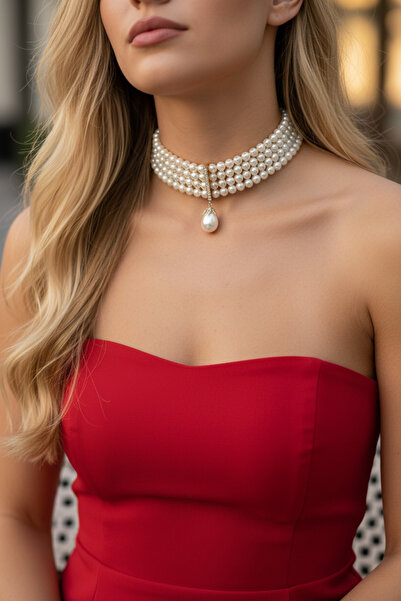 FUYA JEWELLERY Mayorka İnci Choker (Tasma) Kolye
