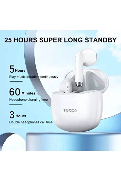 Yesido Mini Earbuds TWS09 Bluetooth 5.1 Wireless Earphone Enhanced Sound Quality White