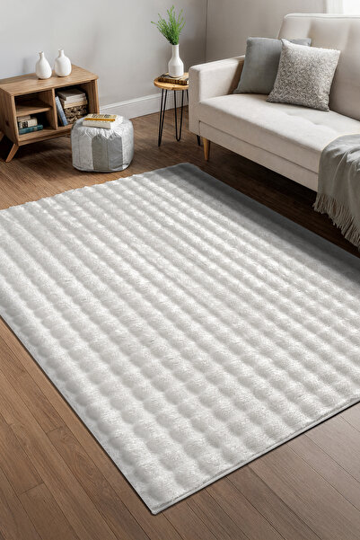 Cotto Home Bubble Beyaz Yıkanabilir Kaymaz Taban Bambu Yumuşak Dokulu Peluş H...