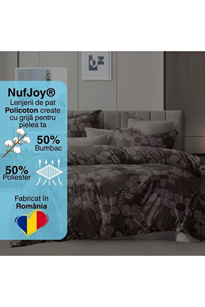 NufJoy Policoton 6-Piece Double Bed Linen Set - NufJoy, Dark Earth, 180x200