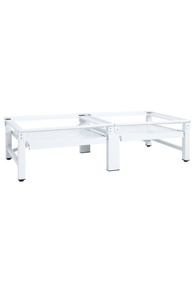 vidaxl قاعدة غسالة ومجفف مع أرفف قابلة للسحب باللون الأبيض