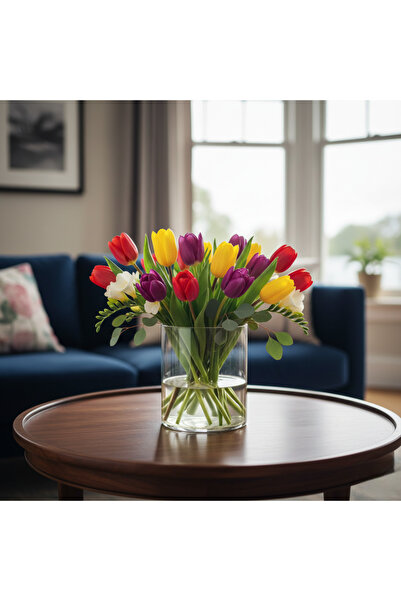 Paşabahçe Silindir Cam Vazo Dekoratif Delizli El İmalati 20 cm