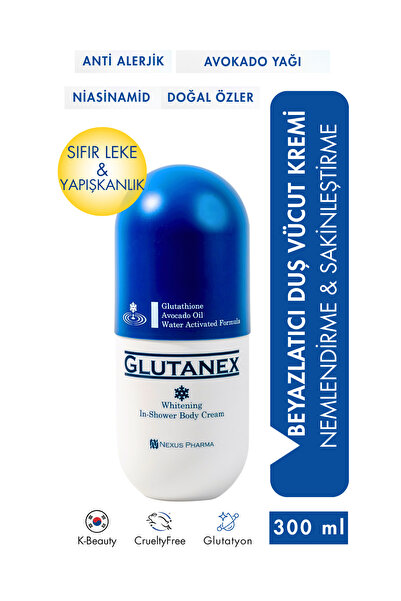 GLUTANEX Duşta Vücut Kremi Glutatyonlu Beyazlatıcı Etkili Avokado Yağı Ve Nia...