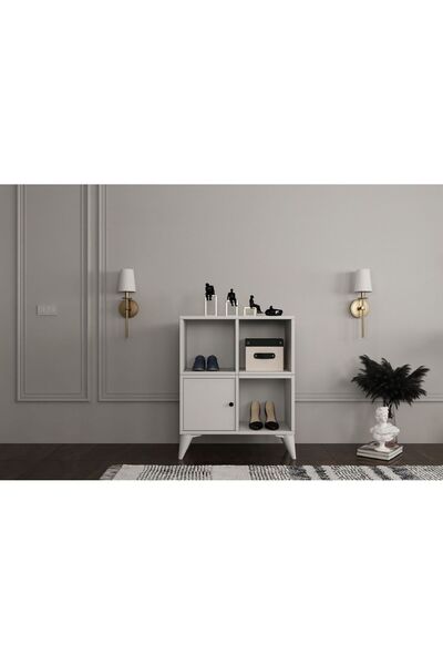 Nettrends Ayaklı Kapaklı Raflı Beyaz Ayakkabılık Çıtasız Ayk-1073-ç