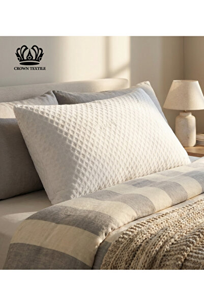 Crown Textile وسادة مليئة بقطع الميموري فوم اللين, 50×70 سم ووزن 1600 جم، كيس داخلي للحشوة وكيس خارجي ناعم الملمس.