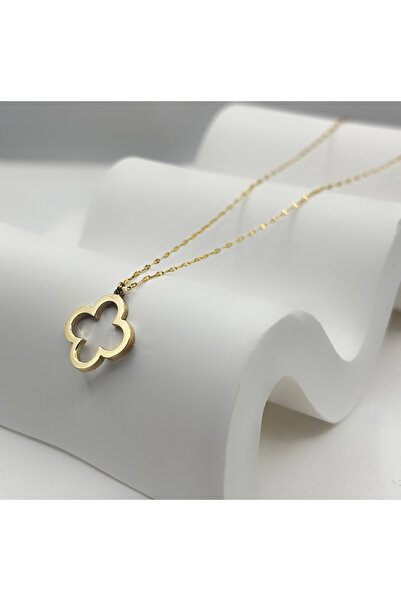 DİAMİNE PIRLANTA 14 Ayar Altın 3 Boyutlu Yonca Kolye