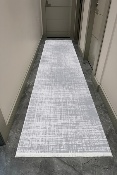VOPTEKS Gri Yolluk Koridor Halısı Makinede Yıkanabilir Kaymaz Taban Yolluk Ho...
