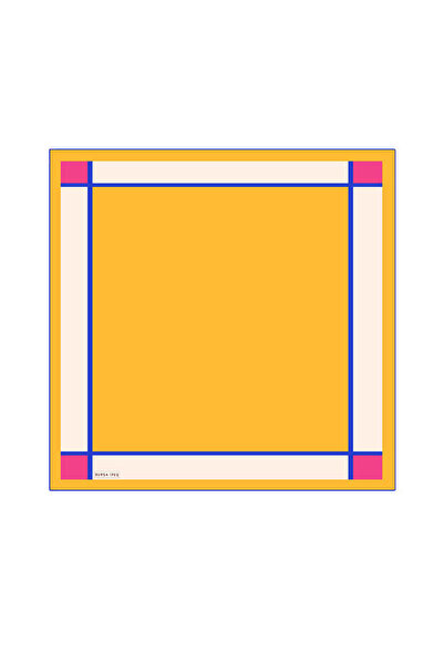 Bursa İpek Yellow Wide Border Plain Silk Handkerchief