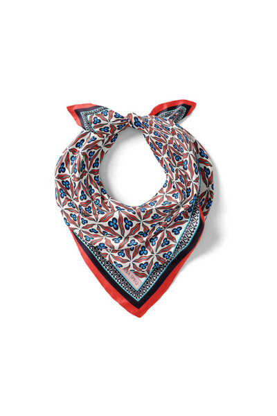 Bursa İpek Kırmızı Çintemani Desen İpeksi Mendil