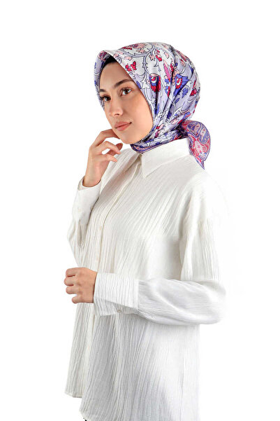 Bursa İpek Μεταξωτό μαντίλι με μοτίβο λιλά