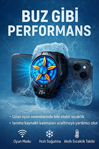 Zineets Derece Göstergeli Metal Soğutmalı Telefon Hızlı Soğutucu Radyatör Fan...