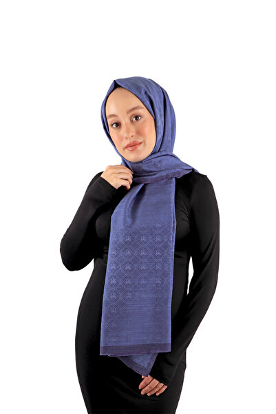 Bursa İpek Şal din bumbac din mătase cu model Indigo Monogram