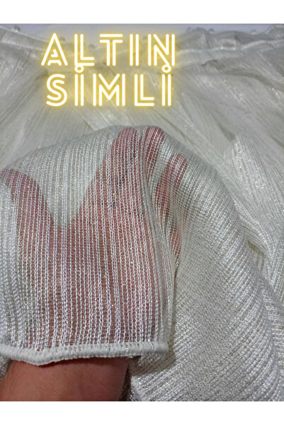 MebelPort Curtain Simli Düz Çizgili Döner Tül Seyrek (1 X 2) Pileli
