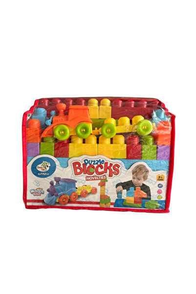 OEM Construction Set 35 Large Multicolored Plastic Cubes with Locomotive and Wagon