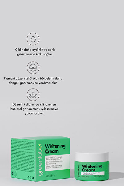 Greenlabel Greenlabel Aha Içeren Cilt Beyazlatıcı - Renk Tonu Eşitleyici Cilt Kremi 50ml.