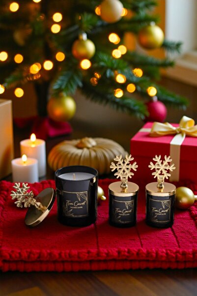 Tiem Concept Yılbaşına Özel Hediyelik Gold Kartaneli Vanilya Kokulu 3'lü Siya...