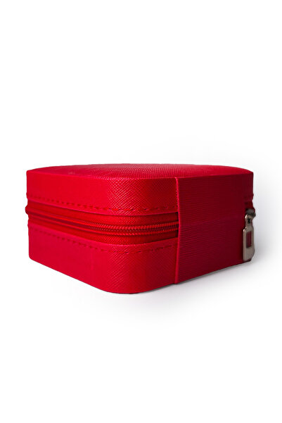 Ecrou Double Compartment Travel Type Jewelry Box Red