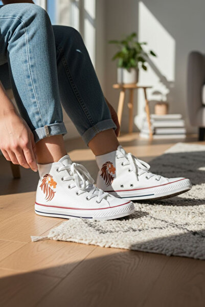 Lideral حذاء رياضي كاجوال بطبعة أسد أبيض اللون للجنسين