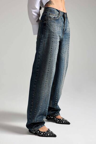 its basic Női T.Kot 2w48 Color Stone Detailed Skater Fit Design farmer