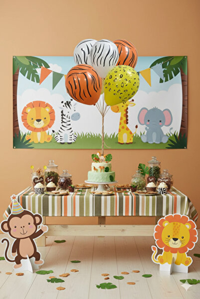 Deniz Party Store بالون سفاري مطبوع 12 بوصة 5 قطع