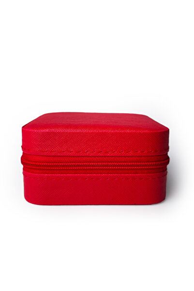 Ecrou Double Compartment Travel Type Jewelry Box Red