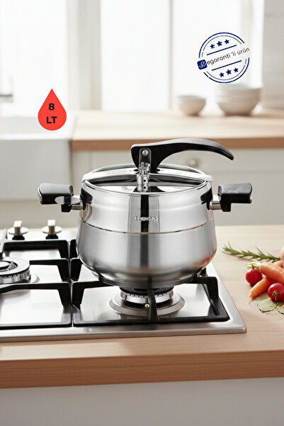 Bonera Special Stainless Steel Induction Base Glass Lid Gift 8 Lt Pressure Cooker