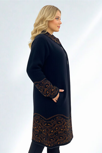 Laden Knitwear Large Size Angora Women's Soft Very Thick High Quality Mother Long Winter Cardigan