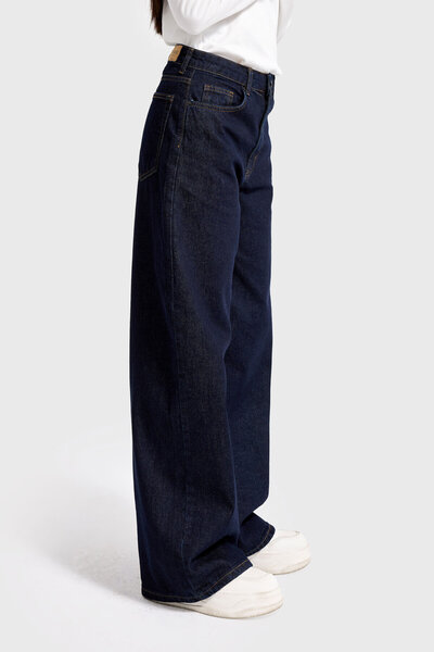 its basic Жіночі джинси кольору індиго 7w5-50 Palazzo Baggy Fit 100% бавовна Внутрішня довжина 83 см Джинсові джинси