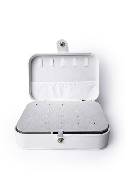 Ecrou Cutie de bijuterii cu compartimente Albă 16 x 11 x 6 cm