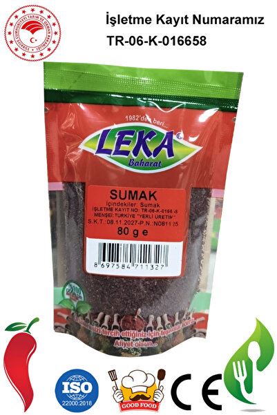 leka baharat Sumak 80 g – Doğal ve Katkısız – Yüksek Aromalı Ekşi Baharat – S...