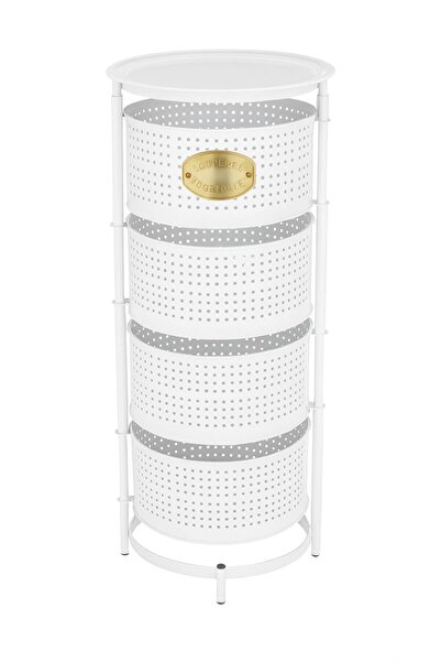 EMFA HOME Beyaz 4 Katlı Katlanabilir Paslanmaz Çelik Sebzelik Raf – Açılır Ka...